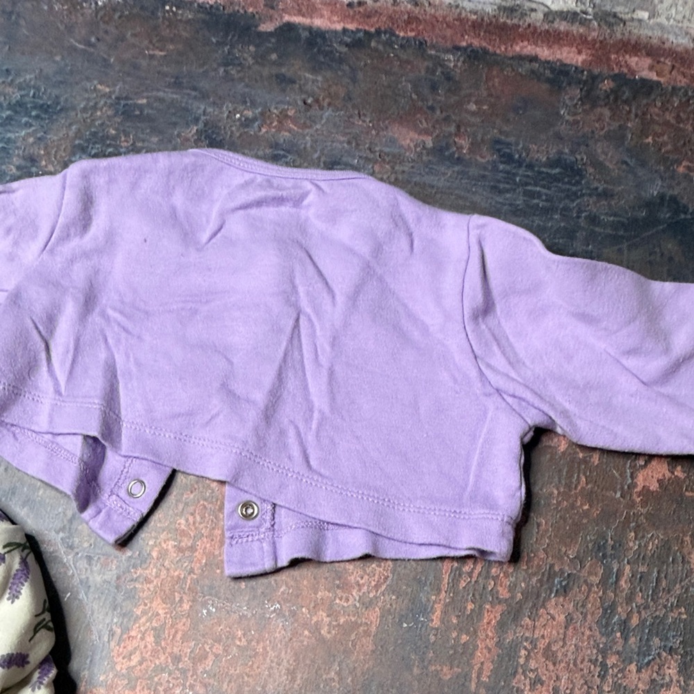 (5for$10)Lavender Floral Kids Dress with Long Sleeve Blouse/ 100% organic cotton - Picture 7 of 7
